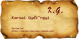 Karsai Györgyi névjegykártya